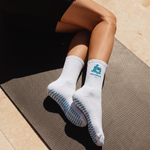Aquarius Zodiac Star sign Pilates Barre Grip Socks in White