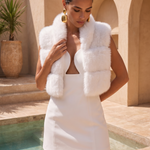 Nocturnal Nights Faux Fur Cropped Vest in White