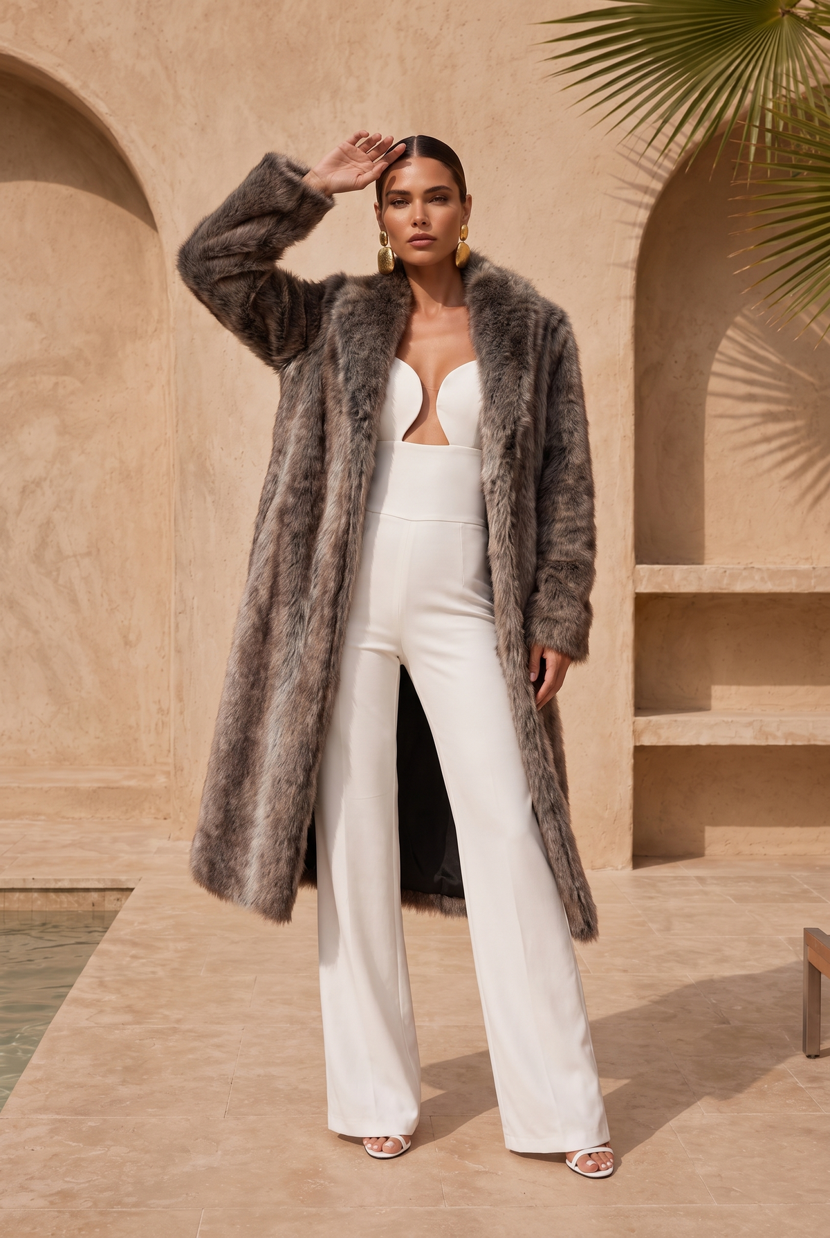 The Aspen Faux Fur Coat in Brown