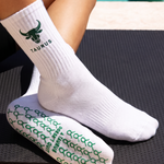 Taurus Zodiac Star sign Pilates Barre Grip Socks in White