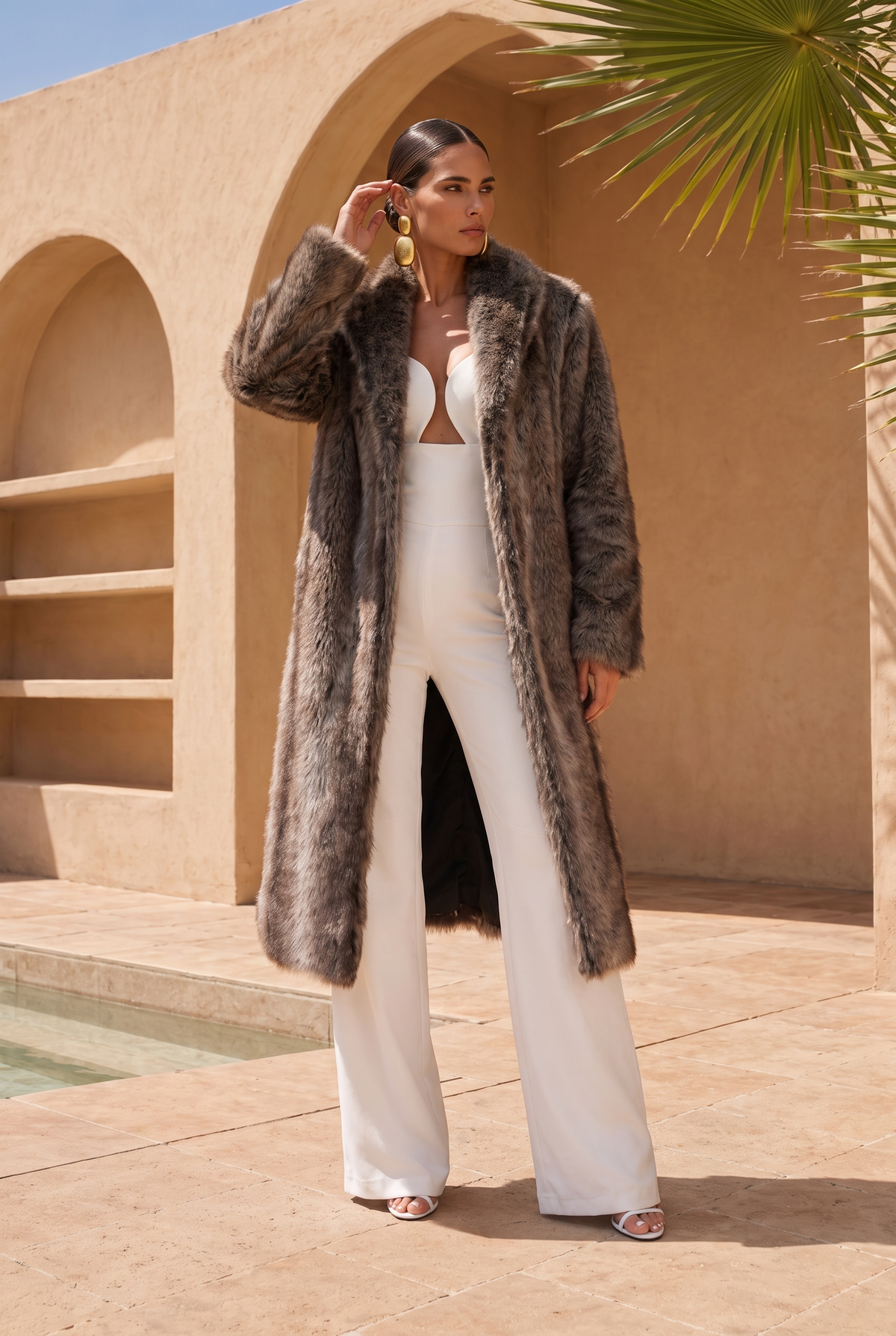 The Aspen Faux Fur Coat in Brown