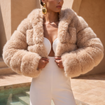 This Is It Faux Fur Cropped Jacket in Beige