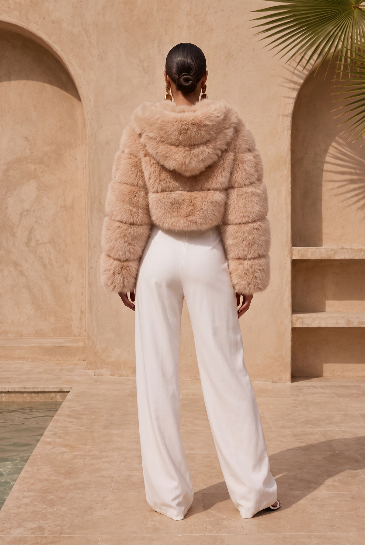 This Is It Faux Fur Cropped Jacket in Beige