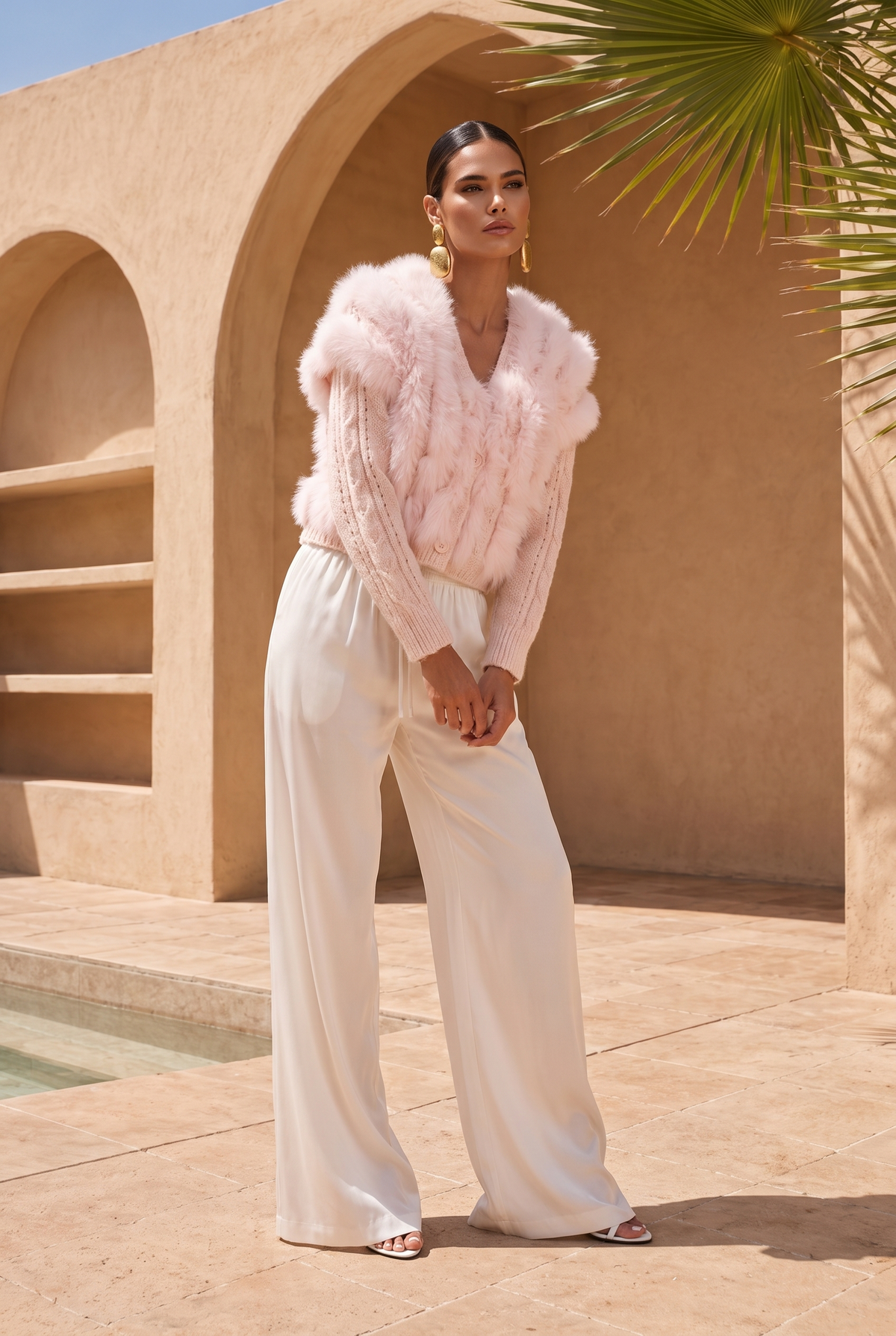 The Ever After Fur Cardigan in Baby Pink