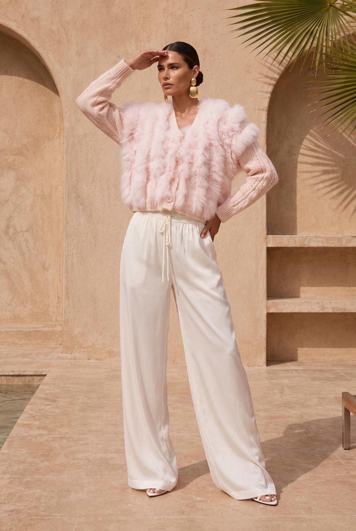 The Ever After Fur Cardigan in Baby Pink