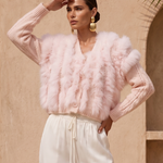 The Ever After Fur Cardigan in Baby Pink