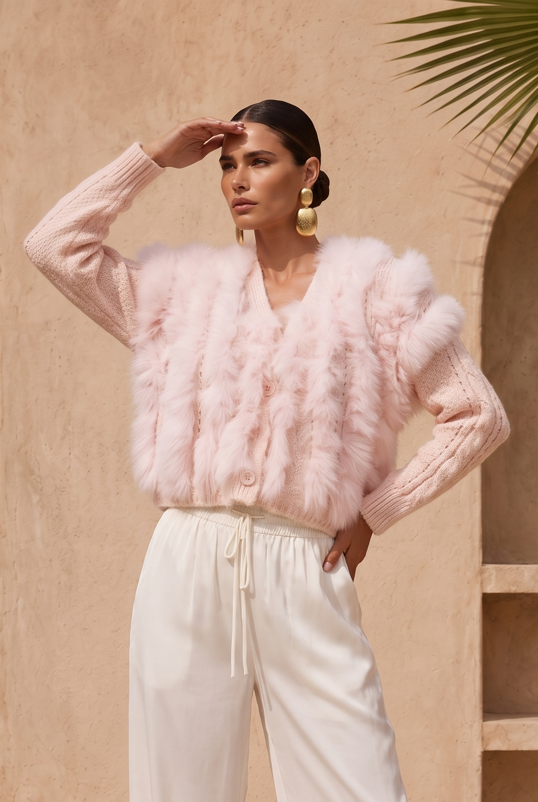 The Ever After Fur Cardigan in Baby Pink