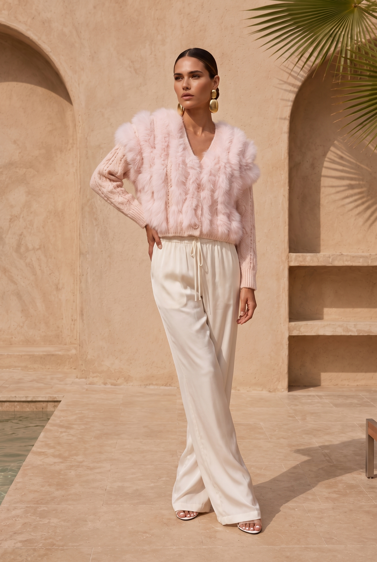 The Ever After Fur Cardigan in Baby Pink