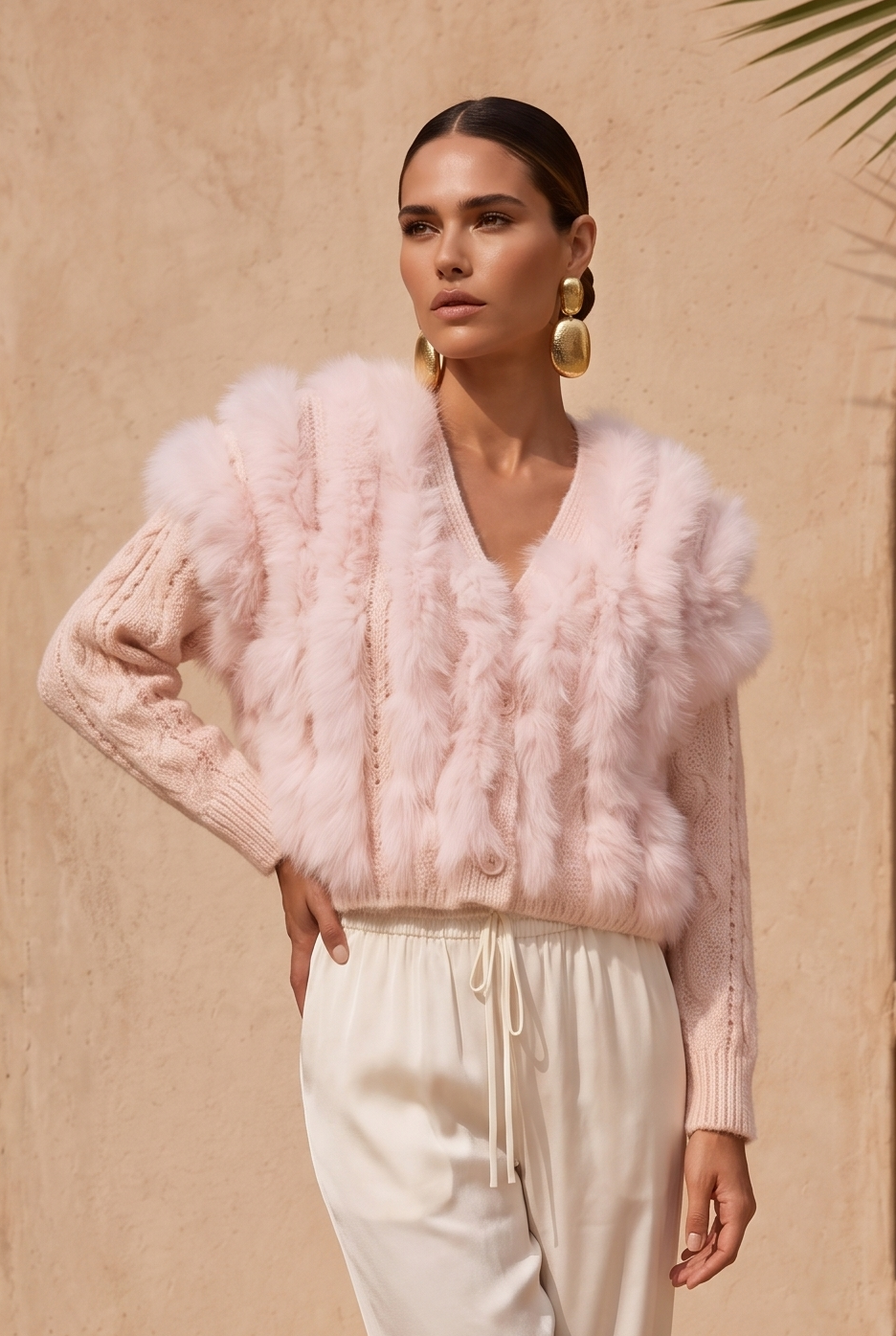 The Ever After Fur Cardigan in Baby Pink