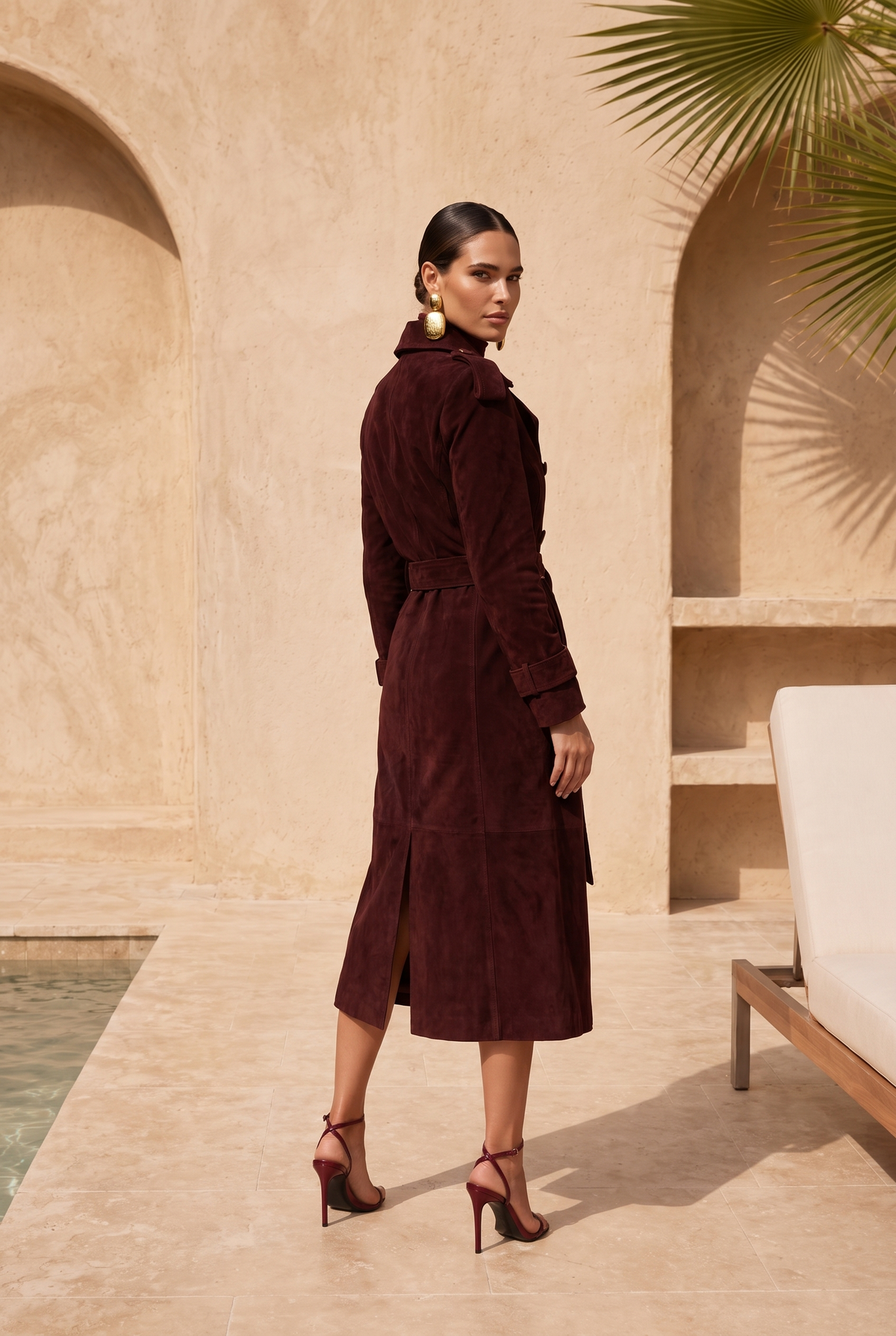 In Motion Suede Coat in Burgundy