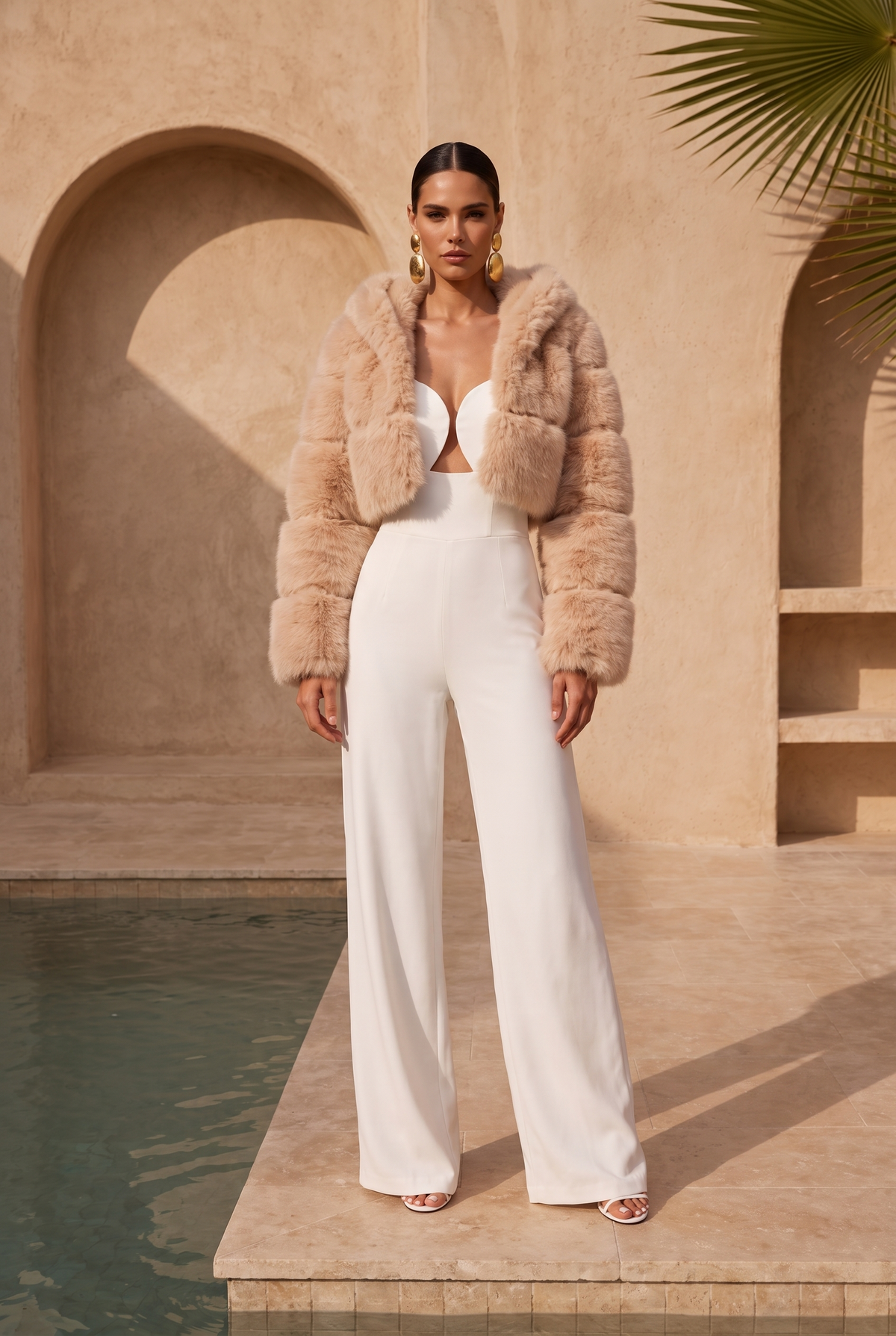 This Is It Faux Fur Cropped Jacket in Beige