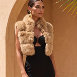 Nocturnal Nights Faux Fur Cropped Vest in Tan