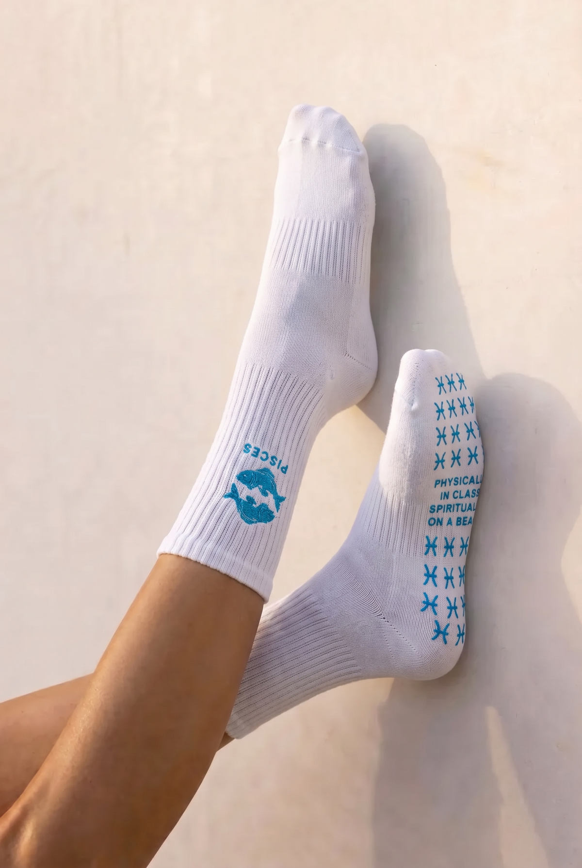 Pisces Zodiac Star sign Pilates Barre Grip Socks in White
