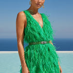 Intense defense feather mini dress in Green