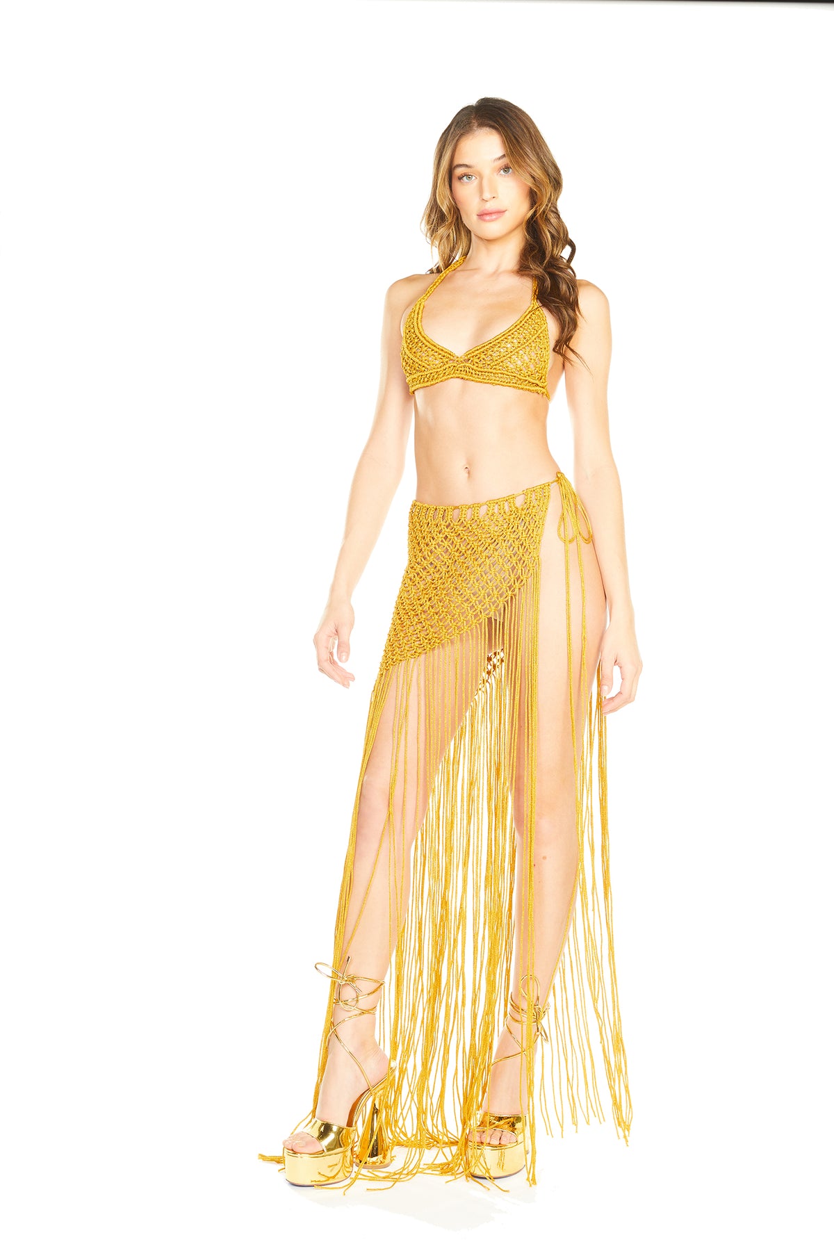 Perfect Stone Maxi Skirt In Gold