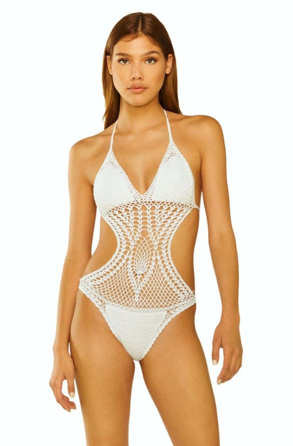 Grease Monkey Crochet Monokini In White