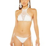Amazing Grace Crochet High Neck Bikini in White