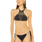 Amazing Grace Crochet High Neck Bikini in Black