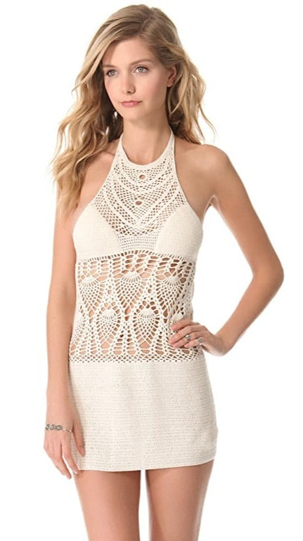 Daybreak High Neck Crochet Mini Dress in Black - Lisa Maree Daybreak High Neck Crochet Mini Dress in Black - Lisa Maree