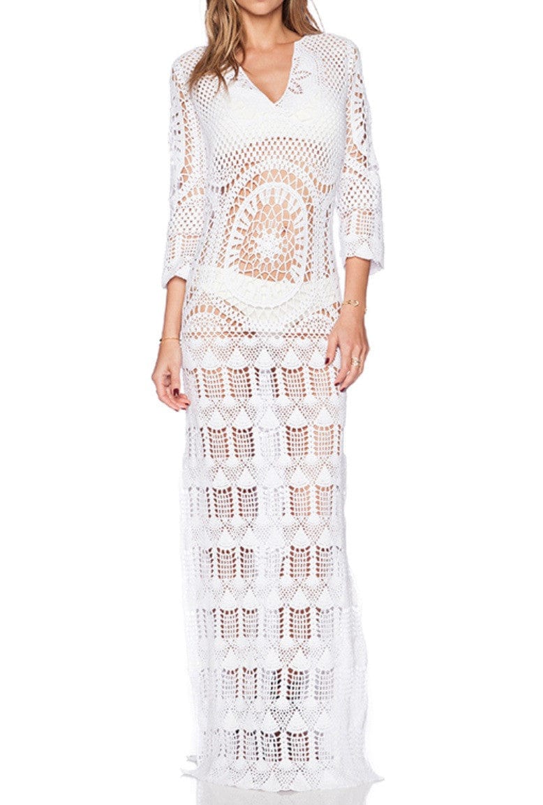 Lisa Maree Crochet (Land) LONDON FICTION London Fiction - Crochet Maxi Coverup Up Gown By Lisa Maree 