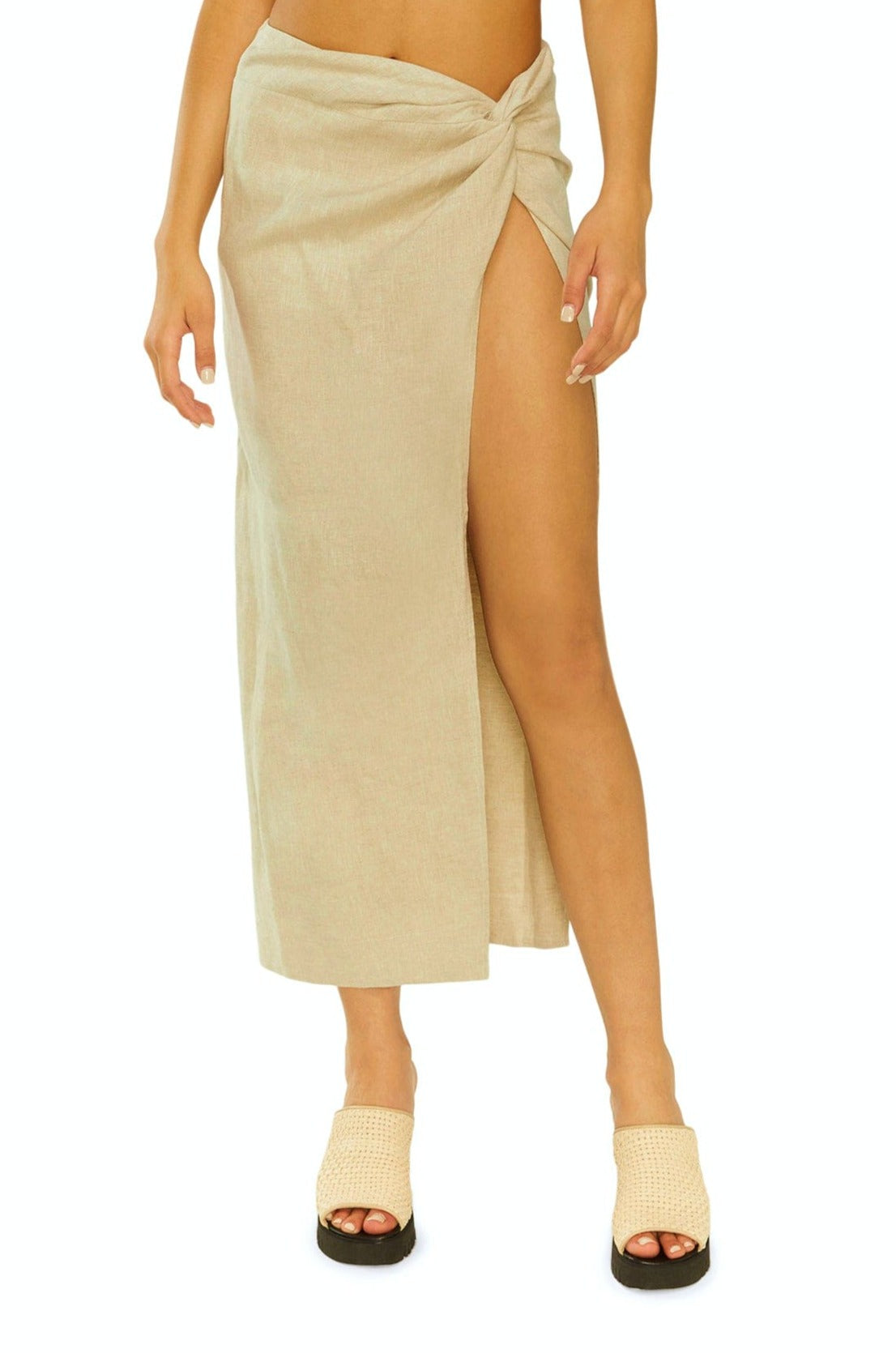 ビキニ REVE REVE SLIT CONTRAST SKIRT PK Pink Leopard Print Side Slit Swim Skirt - Meet.Curve - Meet