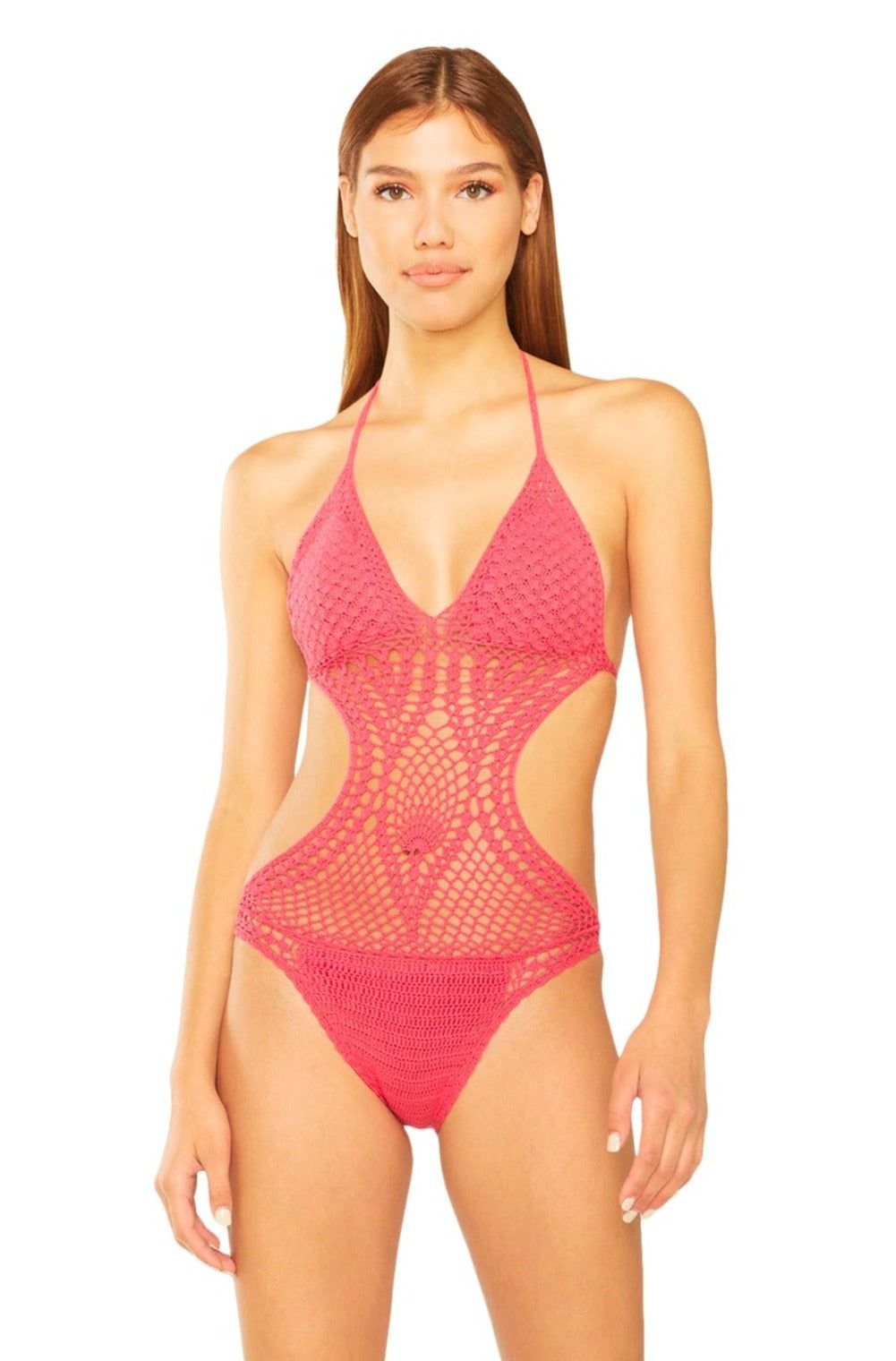 Grease Monkey Crochet Monokini In Coral - Lisa Maree
